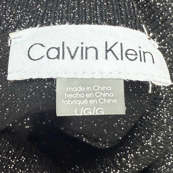 Calvin Klein Dress Womens L Black Metallic Sparkle‎ Long Sleeve Turtleneck - Picture 4 of 7